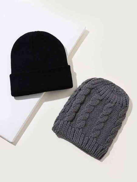 

2pcs baby solid knit hat she, Yellow