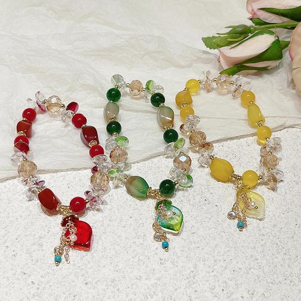 

bangle fringed petals agate crystal bracelets women jewelry, Black