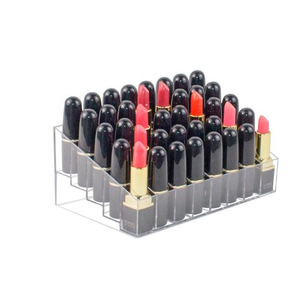 

bathroom storage & organization plastic 40 slots lipstick organizer transparent lip gross box large capacity makeup cosmetic holder