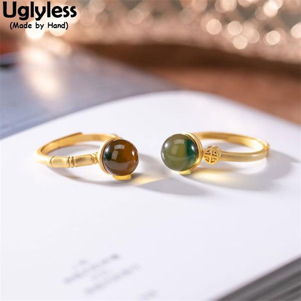 

cluster rings uglyless natural blue perot for women mini gemstones amber gold bamboo jewelry fashion 925 silver coins thin circles, Golden;silver