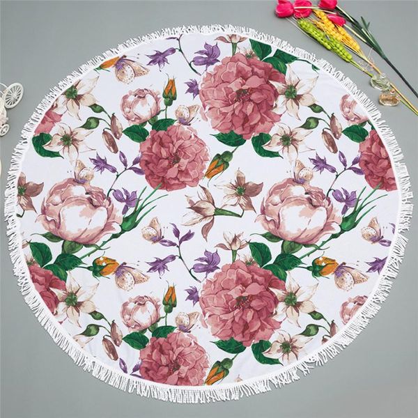 

towel colorful flower bohemian style round bath towels fast drying cloth microfiber fabric soft beach swimming robes with tassel