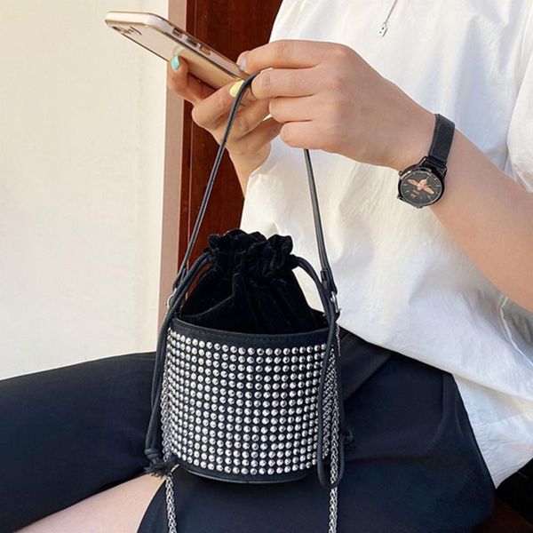 

wan evening bags elegant rhinestone shoulder bag luxury diamonds bucket chain crossbody handbag party purse 2021 zhouzhoubao123
