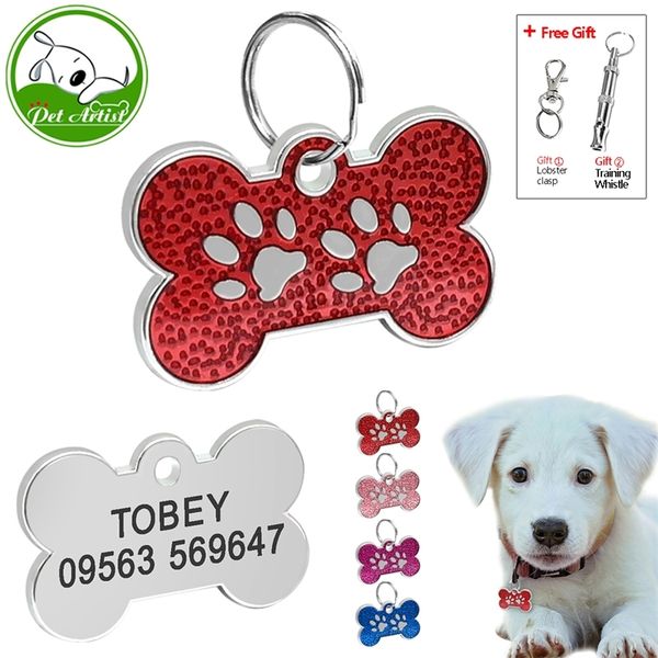 

personalized lettering dog and cat, bone shaped nameplate for pet name, telephone number, whistle
