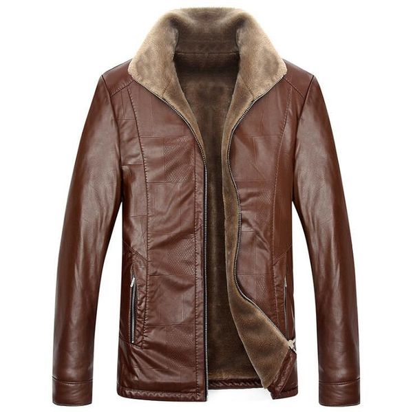 

men's fur & faux mens leather jacket motorcycle coat men jackets lapel large size straight clothes jaqueta de couro business casual fas, Black