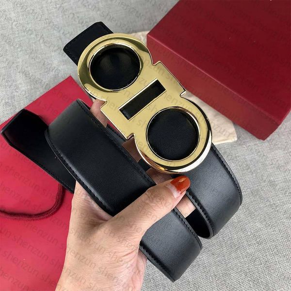 

man woman belt fashion brand reversible belts designer smooth buckle cowhide 10 color, Black;brown
