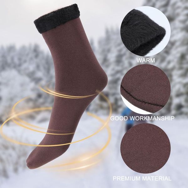 

sports socks winter warm soft comfortable wool cashmere thermal wear resistant snow for women ladies girls home outdoor, Black