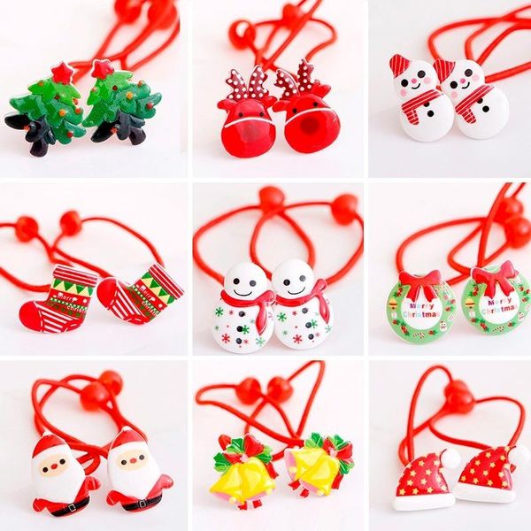 

hair accessories 2021 christmas children's hairpins festival headbands pine cones ball santa hat rope 2pcs, Slivery;white