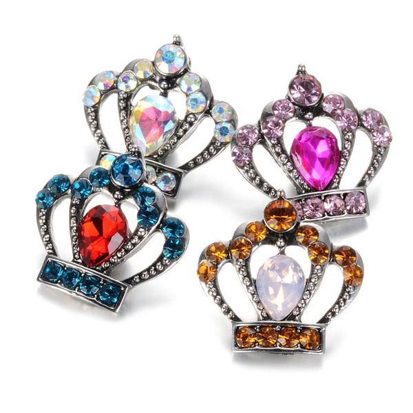 

charm bracelets 4 colors snap button 18mm metal snaps for fit ginger jewelry crown vn-2004, Golden;silver