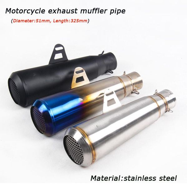 

motorcycle exhaust system input 2inch vent pipe db killer refit 325mm length tail baffler stainless steel universal