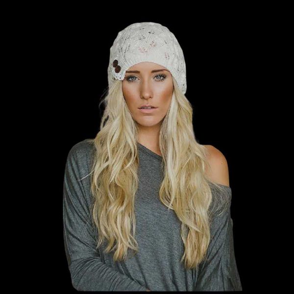 

beanie/skull caps spring autumn women knitted hats hollow button pullover beanie lady casual fashion warm hat female outdoor traveling, Blue;gray