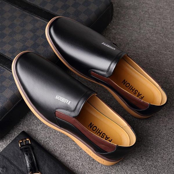 

2021 low-white men's business casual leather shoes men's shoes set foot lazy shoes tide one generation, Black