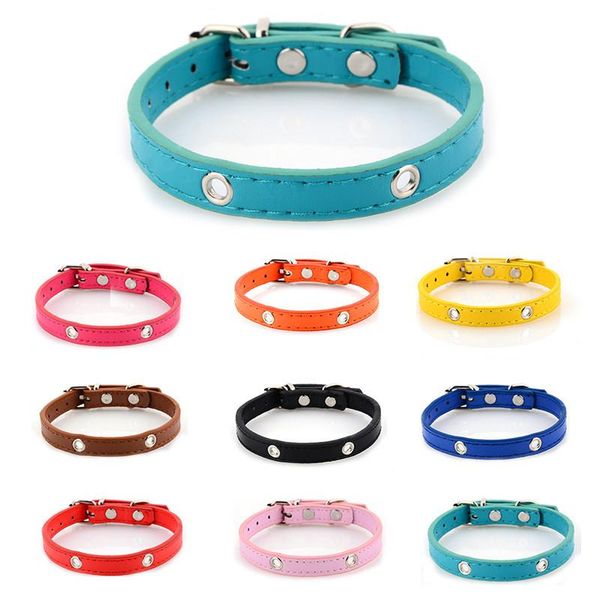 

new fashion pu leather dog collar simple comfortable pet collars for small and medium size dog pet accessories with 9 colors
