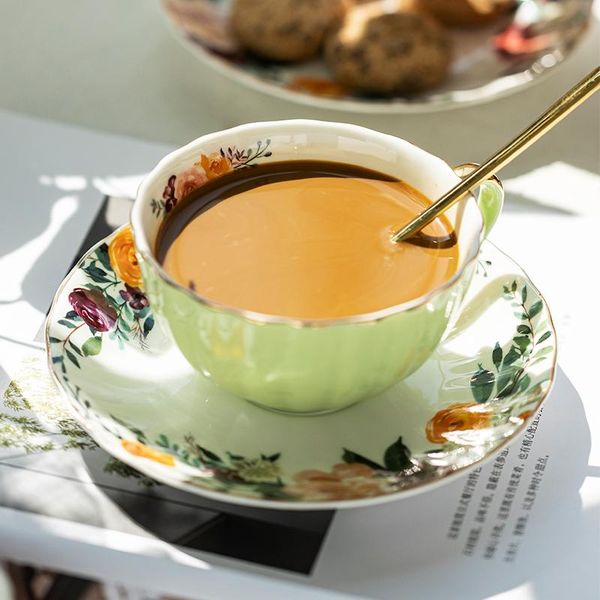 

mugs ceramic coffee set flower goldentea water milk cup with saucer gift box