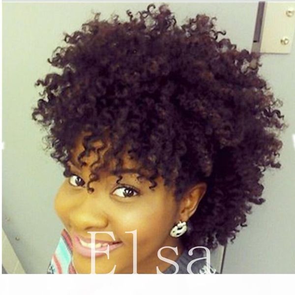 

human hair short cut kinky curly wig human hair short cut kinky curly full wig for black women, Black;brown