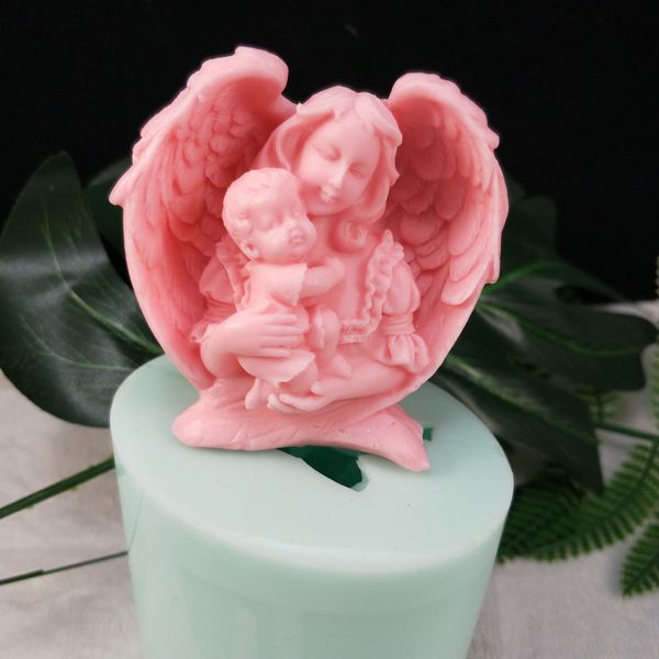 TS0118 Mãe Holding Bebê Amor Mãe Craft Silicone Soap Mold Diy Moldes Bolo De Cozimento Molde Mães Day Presente 210225