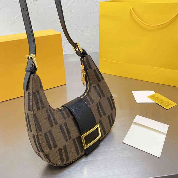 

crescent women bag flower underarm shoulder bags canvas classic fabric gold zipper closure buckles f letter high quality