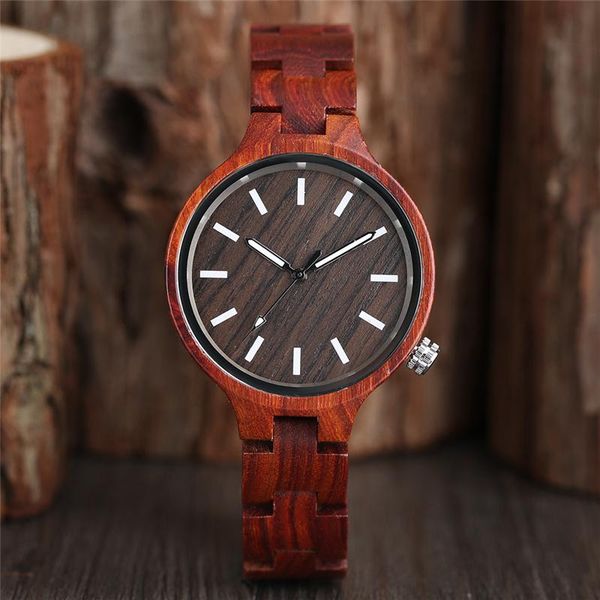 

wristwatches antique natural red sandal wood luminous pointer women lady wristwatch quartz analog clock bracelet clasp bamboo watches presen, Slivery;brown