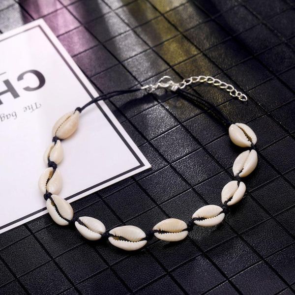 

chokers fashion handmade rope chain natural shell necklace, Golden;silver