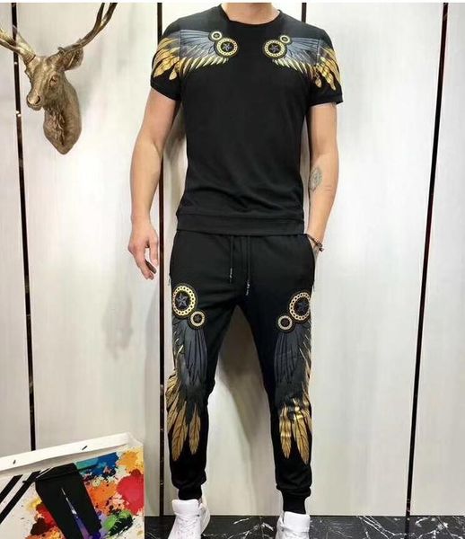 

2021 summer new printing shirt short sleeve two beautiful pieces guy thin suit s1ox, Gray