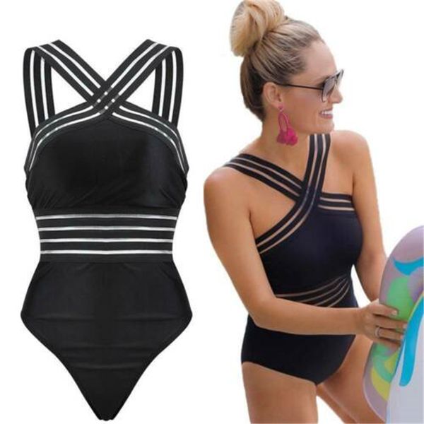 

one piece swimsuit women plus size monokini swimwear swimsuit beach swimming costume bikini bathing swimming suit for women, Black