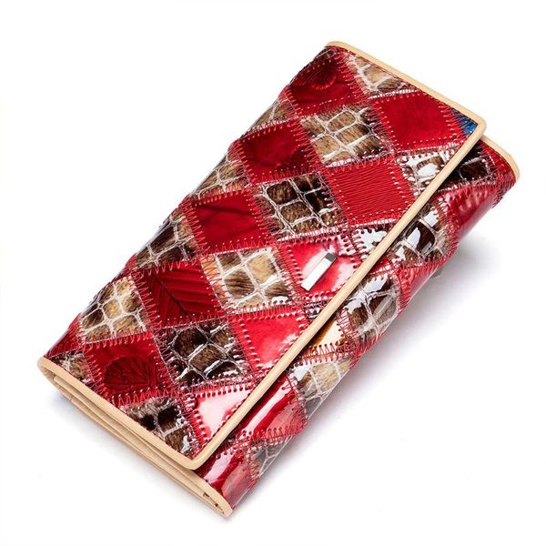 

wallets women clutch genuine leather crocodile pattern wallet female long coin purse girl money organizer cell phone bag, Red;black