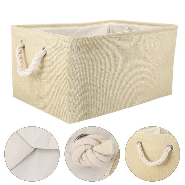 

storage baskets 1pc pet toys basket sundry clothing for home (beige)