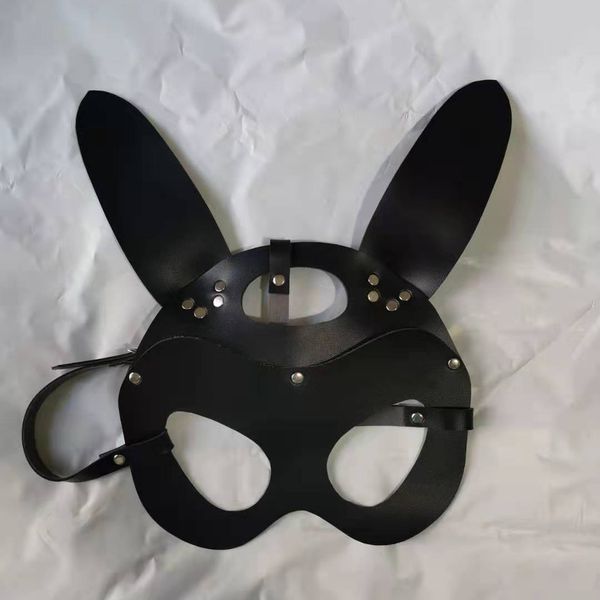

hirigin bunny girl cosplay masks for halloween 2019 new pu leather dress club partywear cute rabbit ears mask lingerie masks, Black;blue