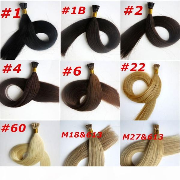 

pre bonded i tip human hair extensions 50g 50strands 18 20 22 24inch straight brazilian indian human hair, Black