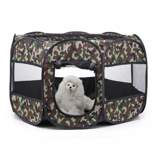 

dog houses & kennels accessories portable folding pet carrier tent house playpen cage easy operation octagon fence breathable cat outdoor