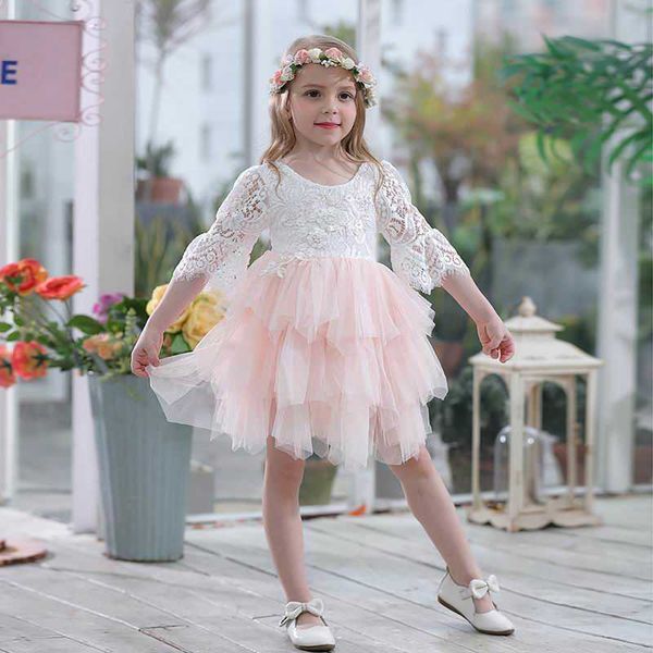 

flare sleeve lace dress for girls sequins tutu gauze princess party children clothing e16900 210610, Red;yellow