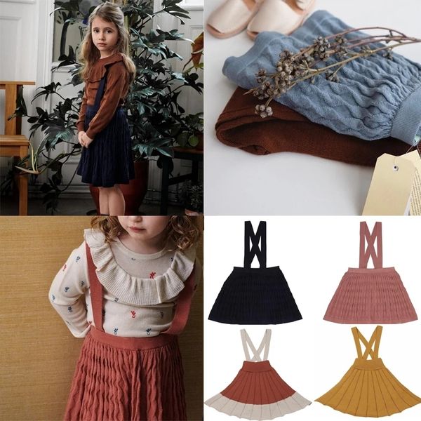 

2021 new autumn winter fub brand kids baby girls ruffle party pageant suspender knit girl princess cotton skirts outfits 80xw, Red;yellow