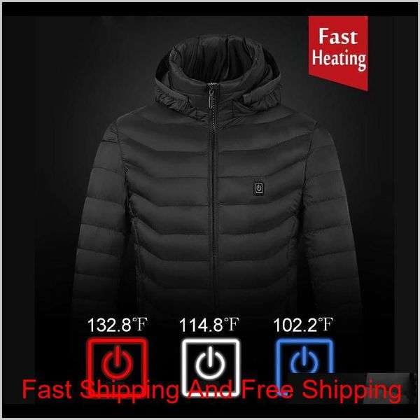 

2021 upgrade 8 heating zones mens women heated outdoor vest usb electric heated hooded long sleeves jacket the qylizz five2010, Blue;black