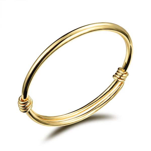 

bangle children's bracelet copper plated gold smooth push pull opening anklet accessories, Black