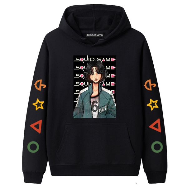 

women's hoodies & sweatshirts game of calamari hoodie 456 sweatshirt 067 cotton jacket velo casual cloth streetwear pullover game outfi, Black