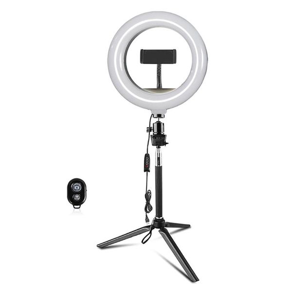 

flash heads 10 inch led ring light selfie stick dimmable pography for youtube po studio makeup with tripod bluetooth-compatible remote