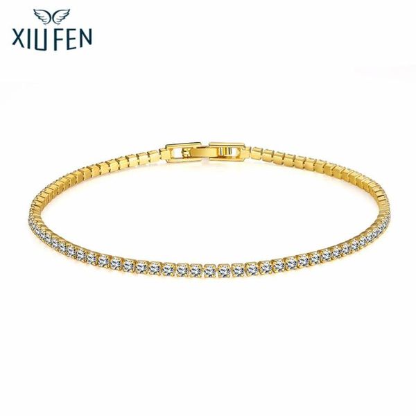 

cuff xiufen women fashion simple rhinestone bracelet concise alloy hand chain gift, White