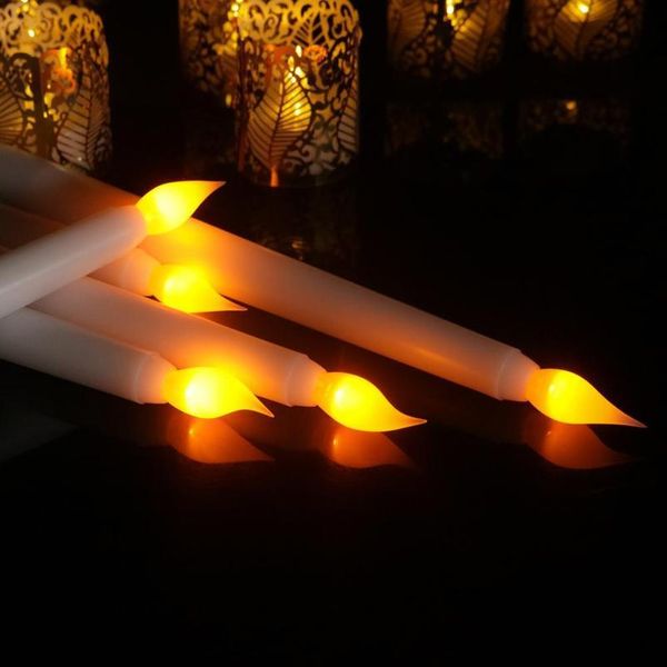 

set of 12 - flameless taper candles, battery operated candles, textured wax finish, warm whi qylpot
