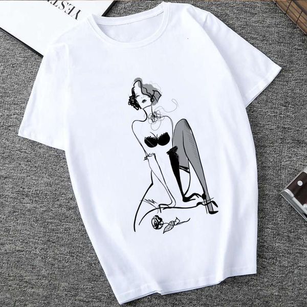

summer 2021 women t shirts lady printed loose short sleeved o-neck casual harajuku clothing vogue tumblr white t shirt