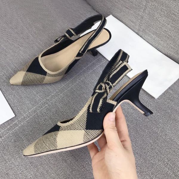 

pointed stiletto high heels with baotou high heels kitten heel empty single shoes fashion sandals electric embroidery spring and summer bow, Black