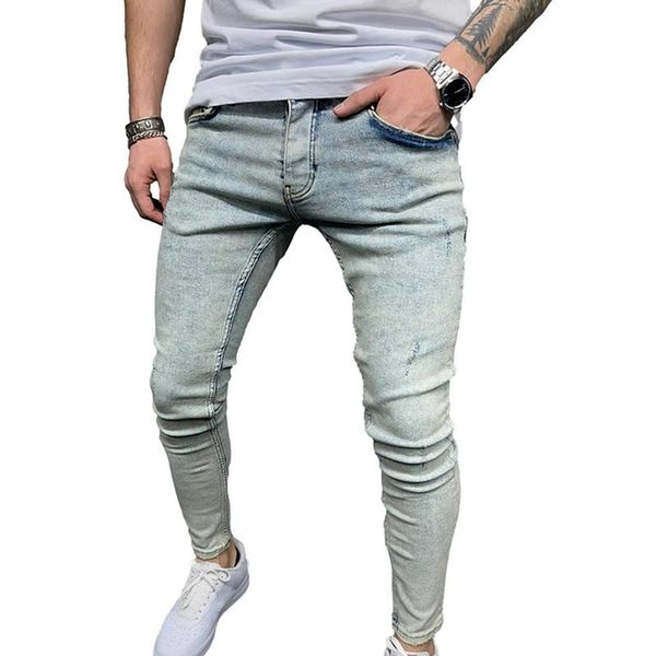 

men's pants men stretch slim fit jeans denim jogger workout outdoor casual trousers, Black