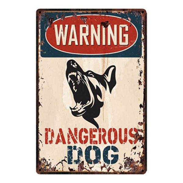 

[ kelly66 ] warning dangerous dog metal sign tin poster home decor bar wall art painting 20*30 cm size y-2150
