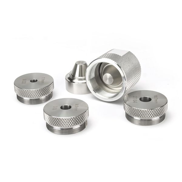 

baffle cup stainless steel drill jig guide fixture tool 3 caps for napa 4003 fuel filter 1.355''od spade / skirted solvent trap di