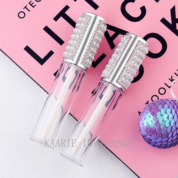 

storage bottles & jars 5ml silver round lip gloss tubes clear empty containers lipgloss cosmetic diy pearl diamond tube
