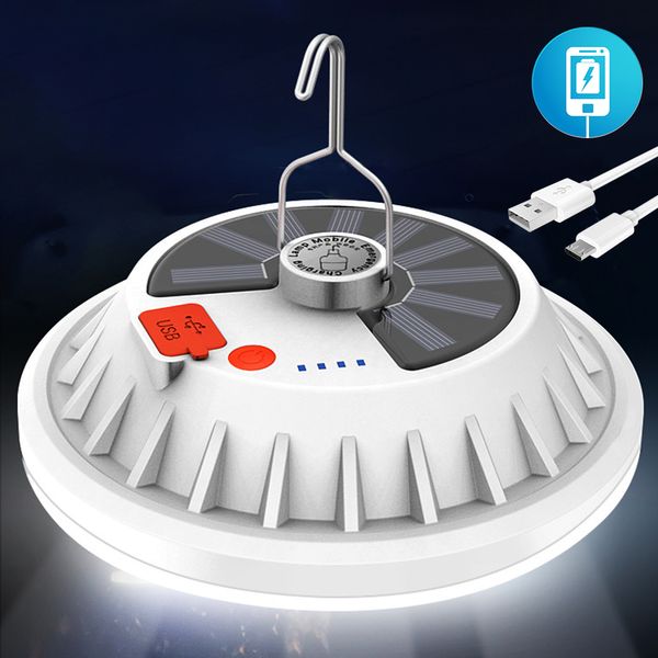 60led/120led remoto lampada da campeggio a LED solare lampadina UFO ricaricabile tramite USB Lanterne portatili luci di emergenza per la pesca escursionistica