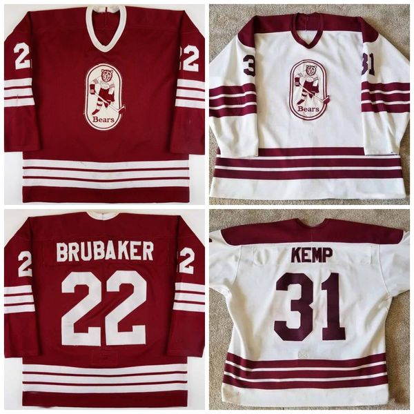 

rare years 1985-1987 31 hershey beers 22 jeff brubeck john kemp hockey jersey embroidery custom any number and name, Black