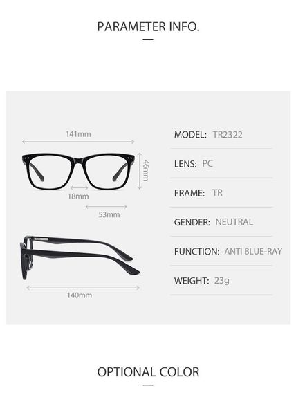 

fashion sunglasses frames 2021 blue proof glasses men's and women's same flat lens european american retro two color frame, Black