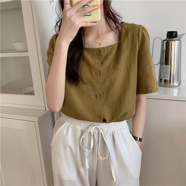 

women's blouses & shirts spring vintage solid female oversize women shirt short sleeve girls blouse summer plus size femme blusas, White