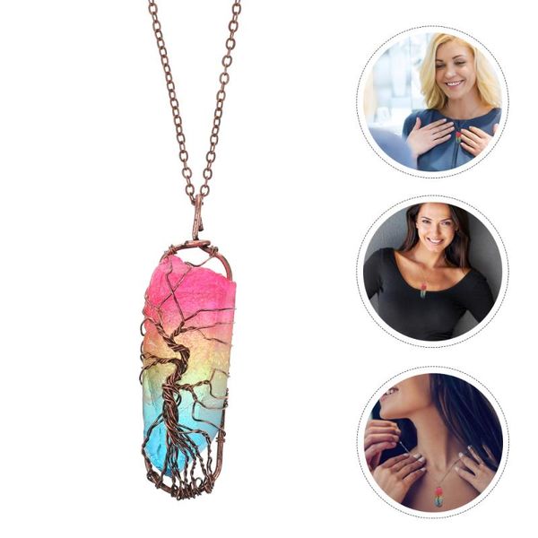 

pendant necklaces 1pc hexagonal column necklace sweater (color stone), Silver