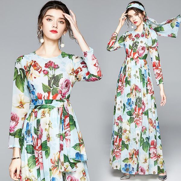 

casual dresses simgent green print long dress women sleeve a line elegant beach chiffon vestidos femme robe sg18113, Black;gray