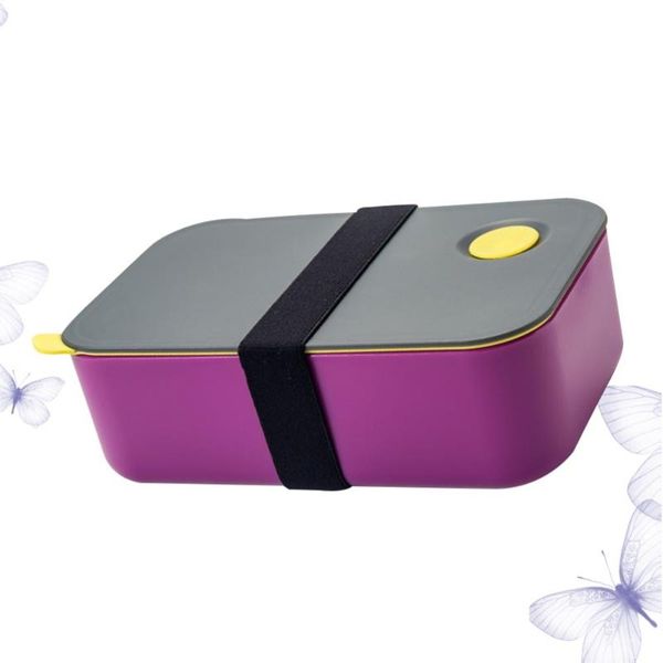

dinnerware sets 1000ml bento container portable carrier sealing compartment microwave heatable box (dark purple sing